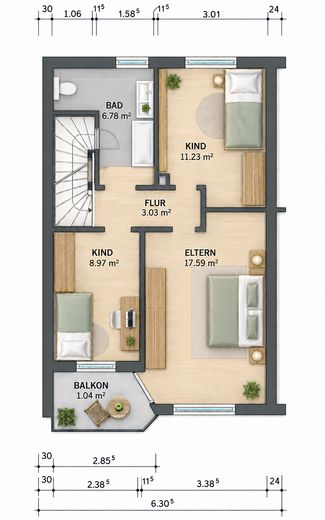 ***Curata casa bifamiliare ai margini del centro abitato di Illerberg*** – Obergeschoss mit KI erstellt