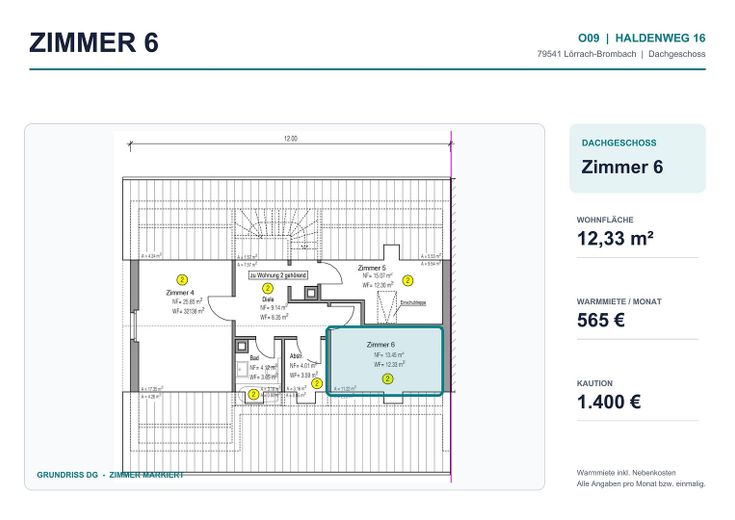 Neugründung 6er-WG Lörrach mit Balkon & Terrasse – Flyer Zimmer6
