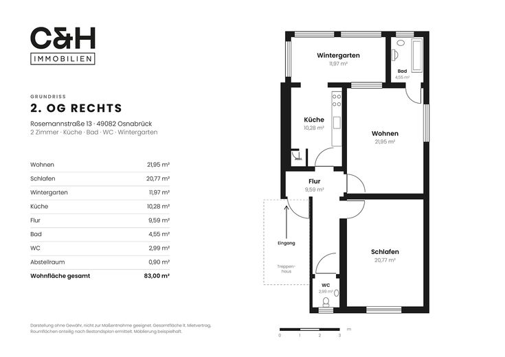 Befristet ab 01.11.: Helle 2-Zimmer-Wohnung mit 83 m², in Osnabrück – Foto 11