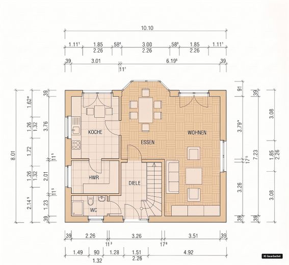 Familienfreundlich wohnen in Egestorf – freistehendes Einfamilienhaus mit Südterrasse – Grundriss EG