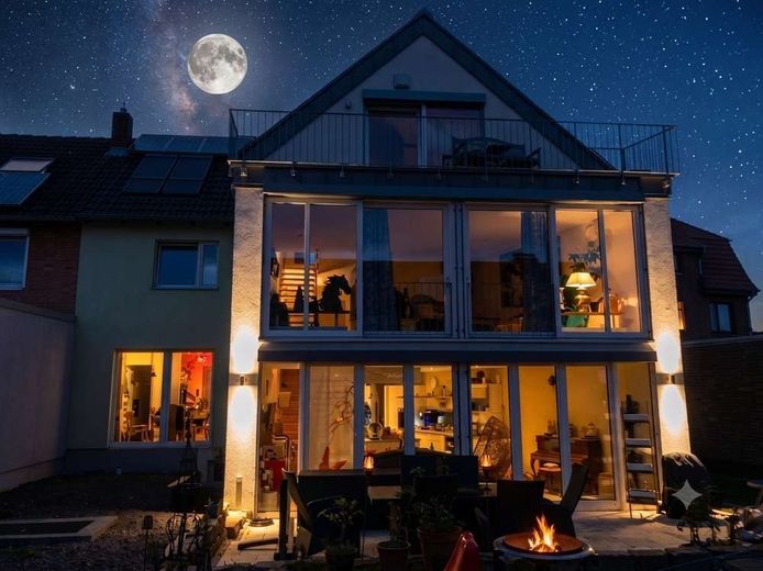 BS - Querum - Exklusives Doppelhausensemble mit moderner Architektur, hohem Wohnkomfort und Garten – Abendatmosphäre