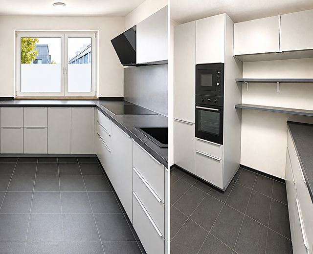 Bez prowizji: Nowoczesny środkowy dom szeregowy (rok budowy 2019) o powierzchni 163 m², z ogrodem, studiem i tarasem na dachu – Küche