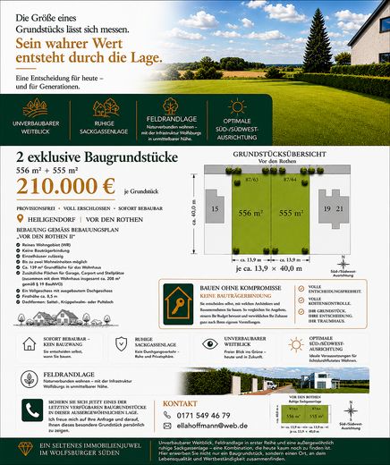 2 exklusive Baugrundstücke in Feldrandlage – unverbaubarer Weitblick, keine Bauträgerbindung – Exposé – alle Eckdaten