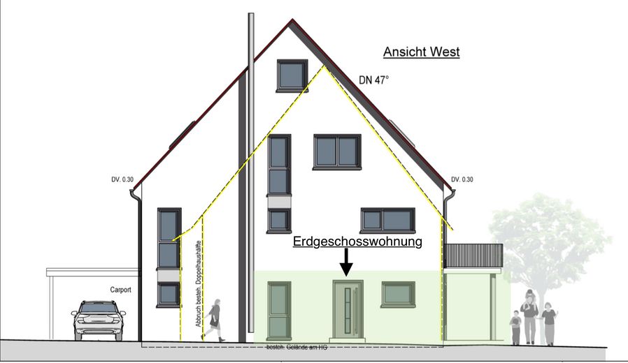 Plan Westansicht 
