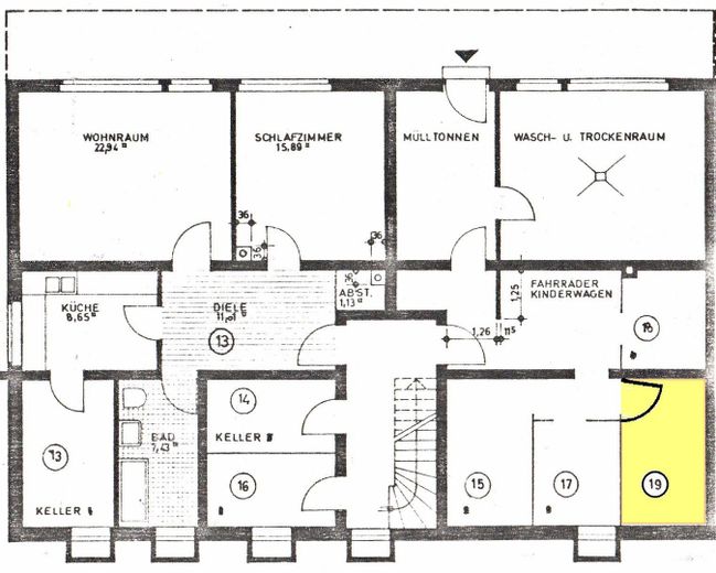 sunny apartment with a wide view – Lage des Kellerabteils