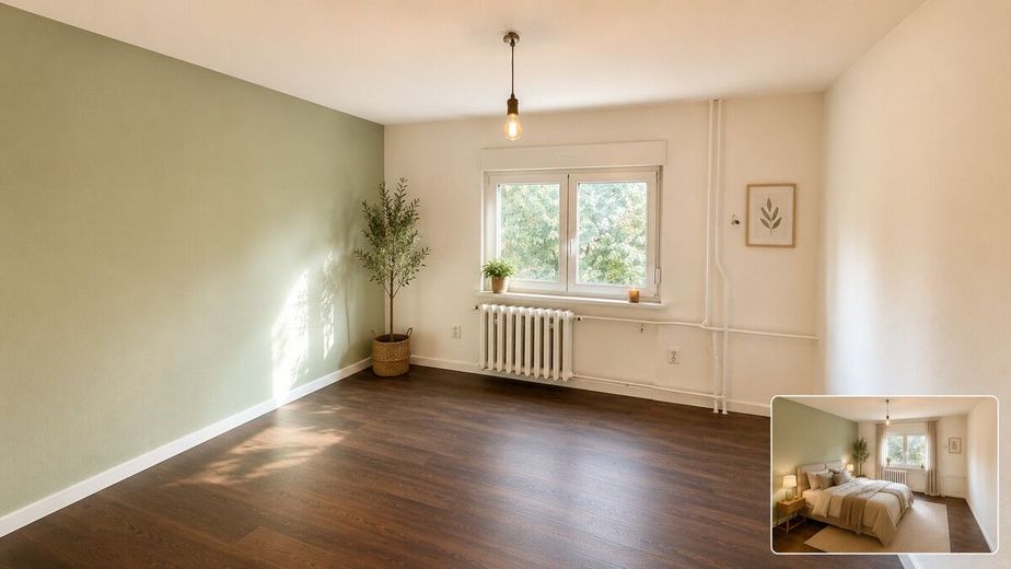 PROVISIONSFREI | Familienhaus mit großem Traumgrundstück, Werkstatt, Garage und Ausbaureserve – Schlafzimmer mit virtuellem Einrichtungsbeispiel