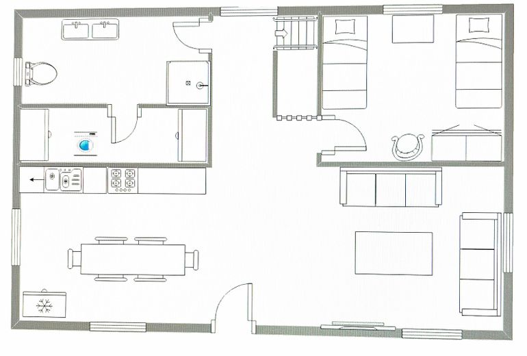 TOP-Altersvorsorge: 4-Sterne-Ferienhaus in ruhiger Lage nur 200m zum Plauer See – Grundriss Erdgeschoss