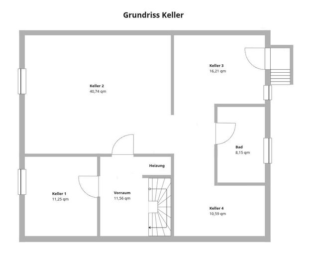 Geräumiger Bungalow mit ca. 194m² Gesamtfläche, Vollkeller und Garage – provisionsfrei – Grundriss Keller