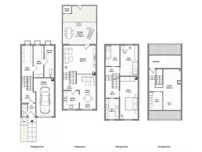 Gepflegtes Reihenmittelhaus mit Dachstudio, Südgarten und flexibler Raumaufteilung – फोटो 14