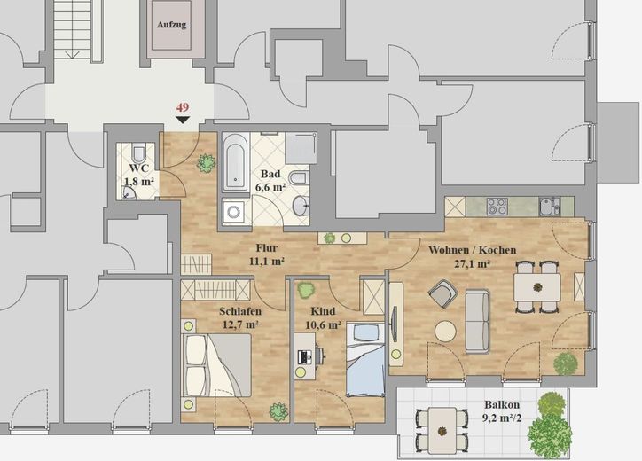 İlk kiracı - 3,0 odalı daire – Grundriss_WE_44