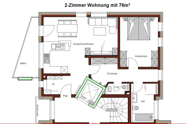 Esclusivo appartamento di 2,5 locali con ascensore, edificio a basso consumo energetico con impianto fotovoltaico e corrente elettrica agevolata per gli inquilini