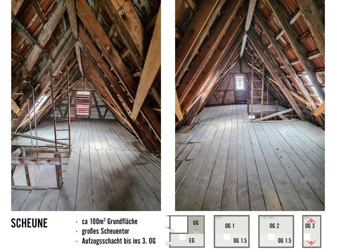 Haus mit großer Scheune: Wohnen, Werkstatt & Hobby unter einem Dach – Dritter Stock in der Scheune