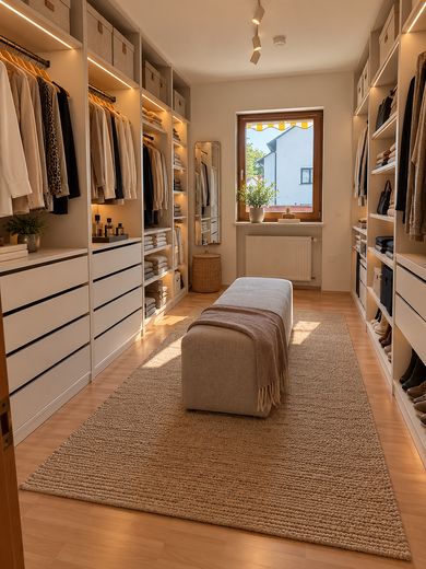 Helle 3,5-Zimmer-Wohnung mit Südbalkon – komfortables Zuhause am Stadtrand von Regensburg – Ankleide (Möbel KI gen.)