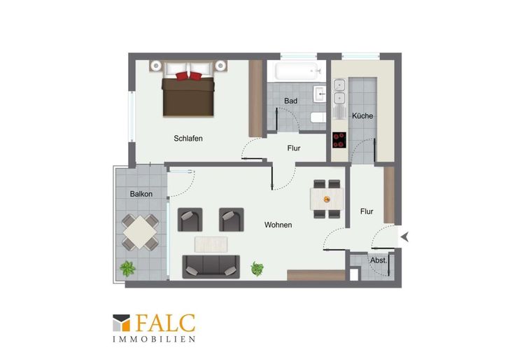 Sofort bezugsfreie 2-Zimmer-Wohnung mit Balkon und Aufzug in Aldingen – Grundriss (2)