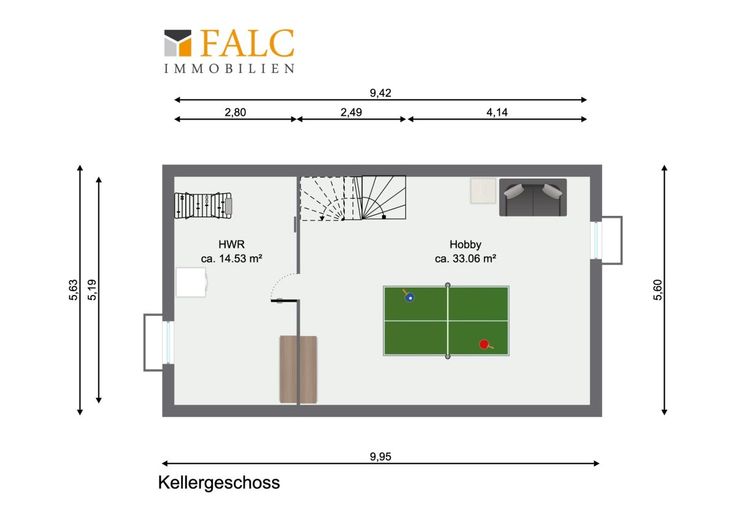 *Reserv.* BEZUGSFREI! Happy (Reihen-)End Haus - FALC Immobilien – Grundriss Kellergeschoss