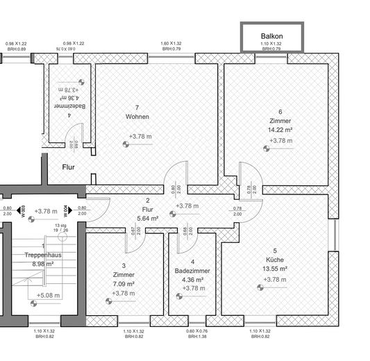Komfort in Schwandorf: 3-Zimmerwohnung mit Balkon und 2 Bädern in frisch saniertem Quartier – Grundriss