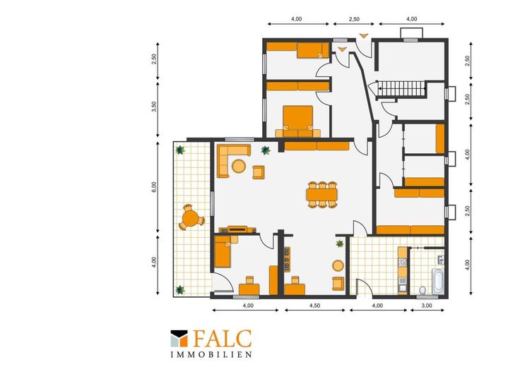 Ein Haus - 4 Wohnungen - ca. 555 m² Wfl. auf ca. 900 m² Grundstück von FALC-Immobilien Göttingen – Grundriss Gartengeschoss (2)