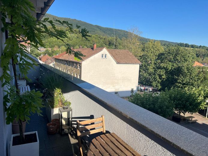 Cosy 2-room penthouse apartment with balcony and fitted kitchen in Wehr – Ausblick Balkon