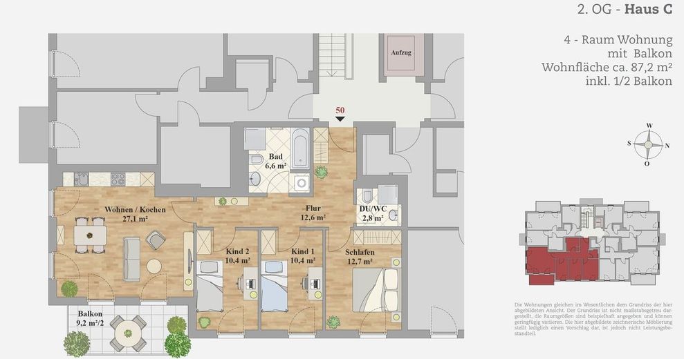 ERSTBEZUG - SCHÖNE 4-RAUM WOHNUNG MIT BALKON – Grundriss