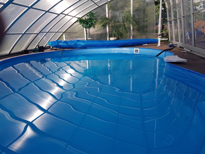 Exclusive detached house near Norddeich with pool, sauna, horse keeping – Schwimmbad Garten