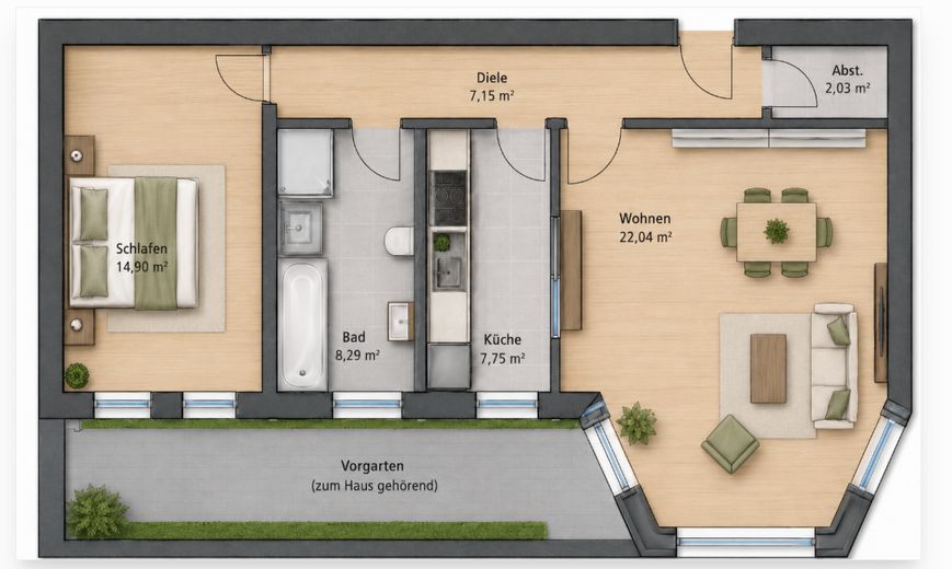6% Rendite - neu modernisiert & vermietet: energieeffizienter Wohntraum, EBK, Wellness-Bad, Top-Lage – Grundriss
