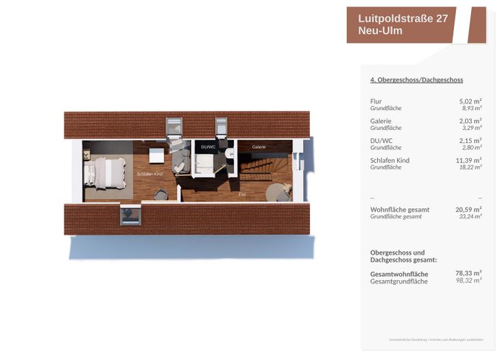 Zentrale provisionsfreie Wohnung in Neu-Ulm – perfekt für eine WG – DG Grundriss