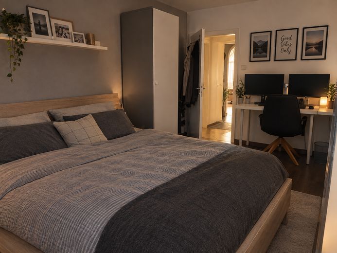 Ehrlich und provisionsfrei:  große 3-4 Zimmer Wohnung mit großzügigem Balkon & Stellplatz – Schlafzimmer