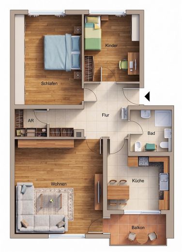 Fully renovated 3-room apartment with kitchen and sunny balcony – Photo 8