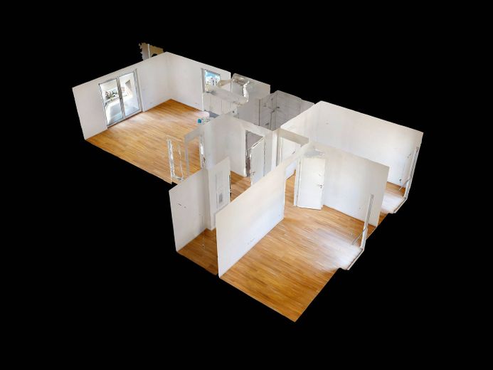 Modern wooncomfort: Lichtovergoten nieuwbouwappartement met 3 kamers, BALKON en INBOUWKKEUKEN – 3D-Ansicht Grundriss