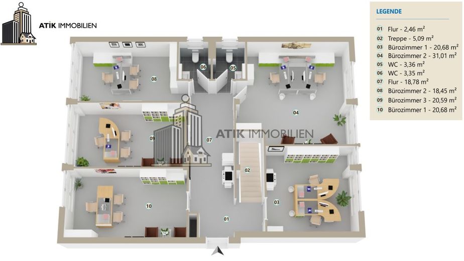ATIK: MIETFREI 12 MONATE - unschlagbare Anbindung mit Top Preis-Leistungs-Verhältnis, provisionsfrei – 3D Grundriss