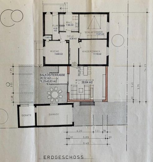 منزل لعائلة أو عائلتين - درج منفصل - مرآب بمساحة 50 م² - مباشرةً في روتنبورغ – GRUNDRISS EG MIT ANBAU