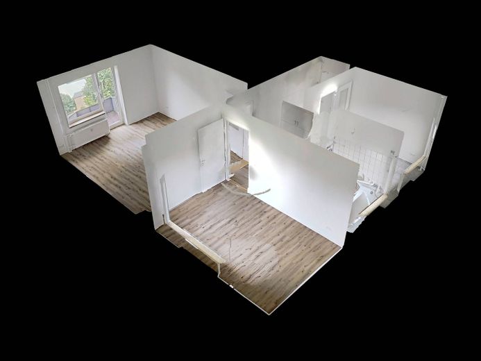 Die Blätter fallen, Ihre Miete auch: Gemütliche 2-Zimmer-Wohnung mit BALKON im Norden von Rendsburg – 3D-Ansicht Grundriss