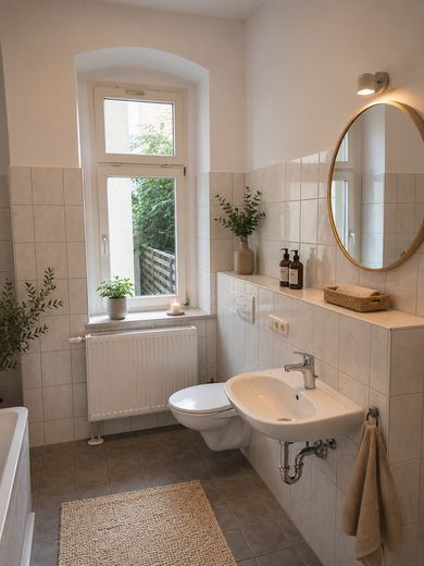 Available immediately! Ground-floor apartment incl. kitchen, large garden and proximity to the S-Bahn – Einrichtungsbeispiel