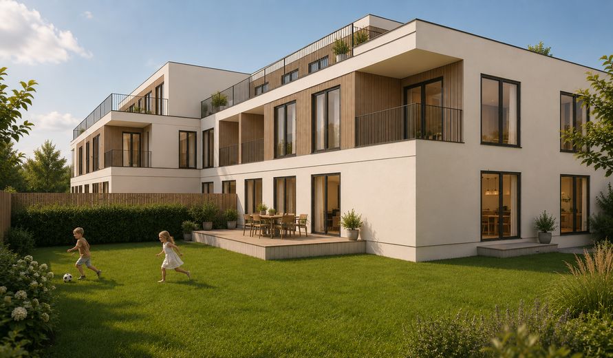 Obra nueva en Schwarzach am Main: apartamentos en propiedad de 2 a 4 habitaciones con ascensor y plaza de aparcamiento – Außen Visualisierung