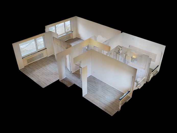 SPARAKTION: Komfortable 3-Zimmer-Wohnung mit überdachtem BALKON und Tageslichtbad mit Dusche und Badewanne – 3D-Ansicht Grundriss