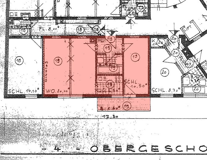 SENZA PROVVIGIONE: gioiello urbano di Schwabing – luminoso appartamento di 2 locali all'ultimo piano, balcone e ascensore – Kopie Aufteilungsplan
