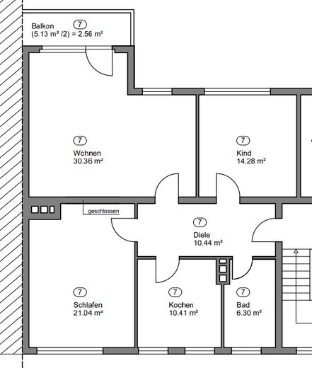 Erstbezug nach Sanierung | Helle 3-Zimmer-Wohnung mit Balkon und zusätzlichem Mansardenraum – Grundriss