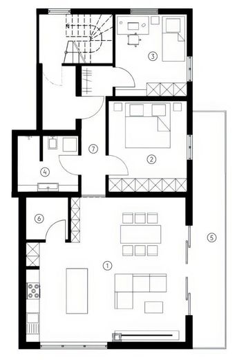 Nur noch 2 von 6 exklusiven ETW verfügbar – KfW-Darlehen 2,03 % + 45.000 € Zuschuss je Wohnung – Grundriss Wohnung 4