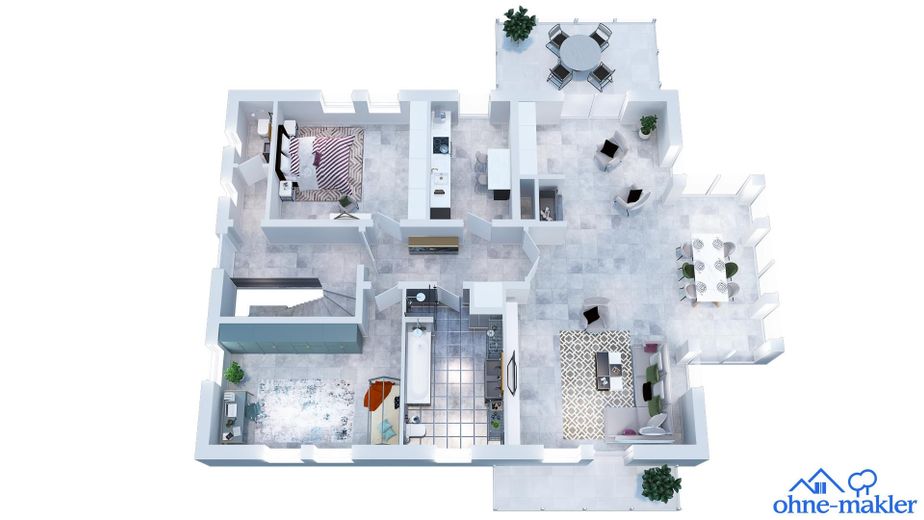 Traumwohnung m. Garten in bester Wohnlage Ende Sackgasse mit Blick in die Alpen mit PV Anlage – 3 D 1.OG