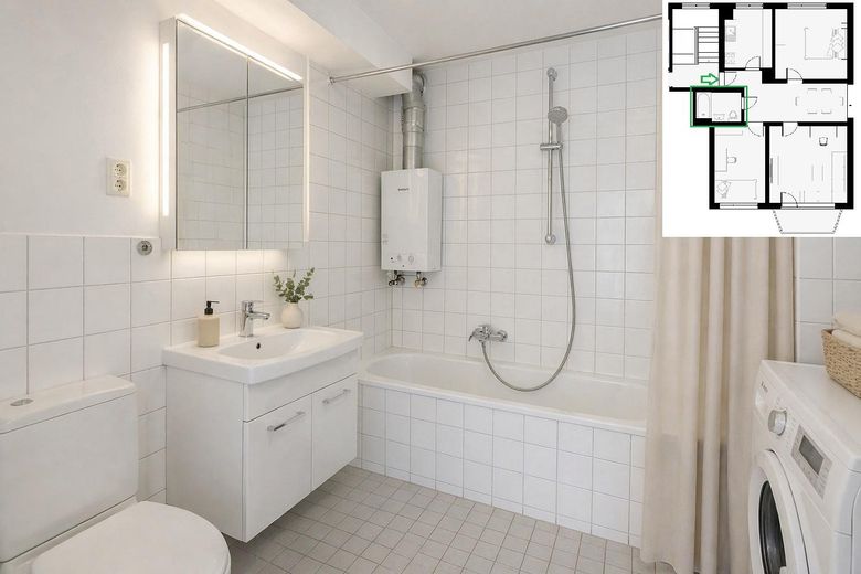 Gepflegtes, weißes Badezimmer
