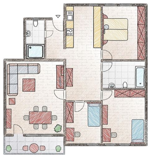Kernsanierte Wohnung mit Blick auf Goethepark – Grundriss