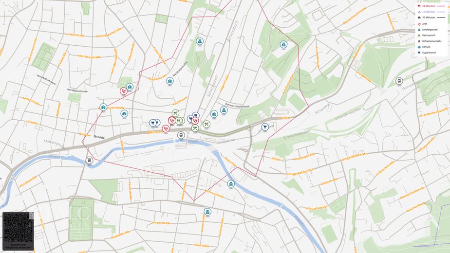 Familienfreundliche 4-Zimmer-Wohnung mit Balkon &amp; Gartenmitnutzung in Wuppertal-Oberbarmen – Lageplan (Mikro)