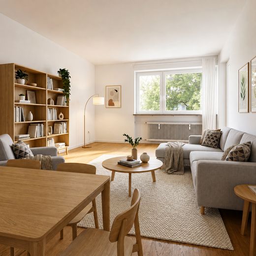 3-Zimmer-Wohnung mit Südbalkon & 2 Bädern in ruhiger Innenhoflage - Sendling Westpark – Wohnzimmer 22 qm