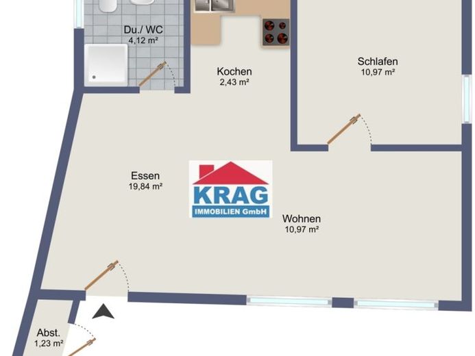 ++ KRAG Immobilien ++ Bekârlar için ideal ++ 1 dev oda ++ Otopark yeri ++ Depo odası ++ Mutfak ++ – Foto 1