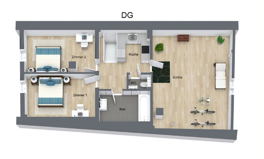 Helle 3-Zimmer-Wohnung mit Dachgeschosscharakter in Dornstetten – Grundriss