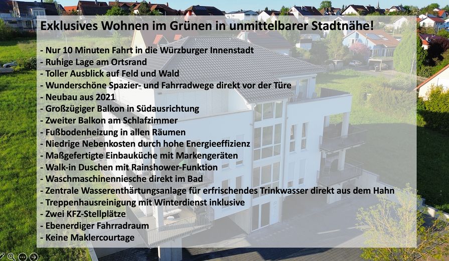 Premium 3-kamerappartement met 2 balkons, prachtig uitzicht en inbouwkeuken aan de rand van het veld! A+ – Zusammenfassung