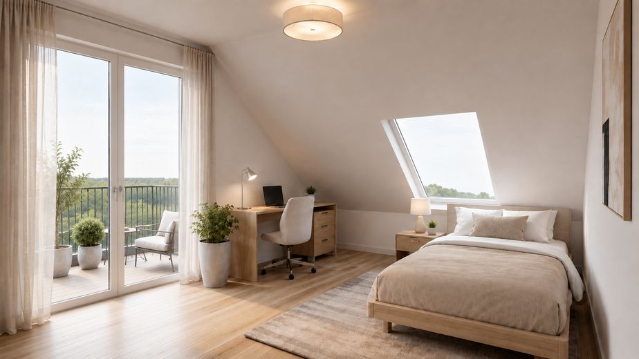 Familienfreundliche 5,5-Zi.-Maisonette in Ergenzingen – Balkon, TG-Stellplatz, ruhige Lage – Visualisierung 2. DG Zimmer
