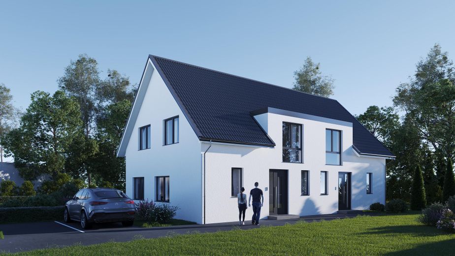 Moderne KfW-40-Doppelhaushälfte in ruhiger Lage von Bremerhaven-Wulsdorf – Straßenansicht