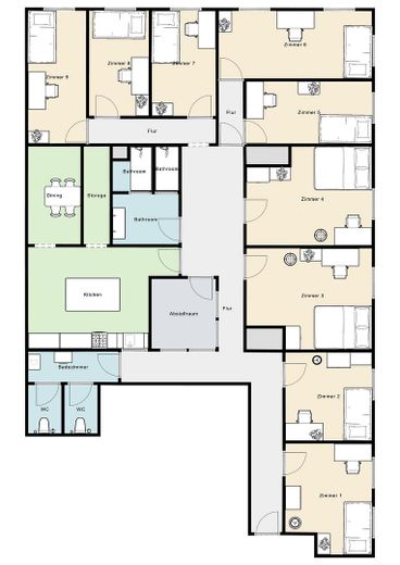 Helle, voll möblierte WG-Zimmer in Top-Lage von Erlangen | All-Inclusive-Miete – Grundriss