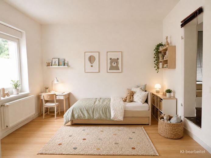 Klinker, Garten, Werkstattglück: Ein Zuhause für Nestbauer und Macher – Kinderzimmer - KI Visualisieru